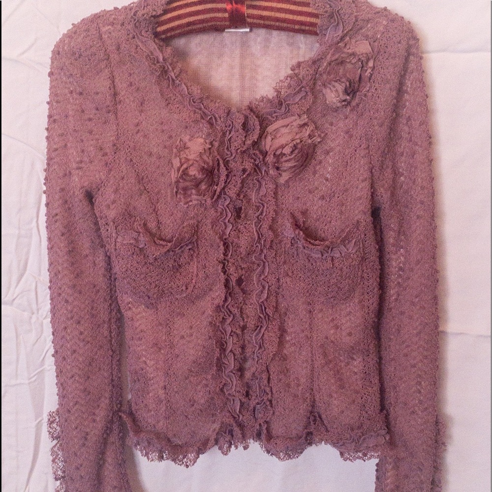 Farinelli mauve embroidered vest - Size L